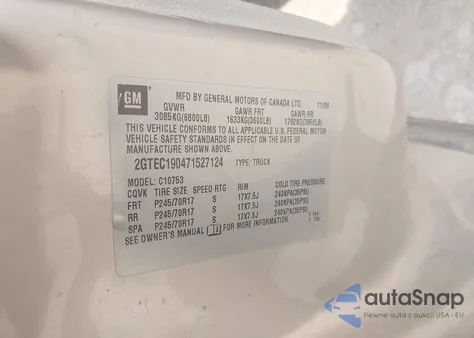 2007 GMC Sierra 1500 Sle1 z USA, uszkodzony, nr VIN 2GTEC190471527124